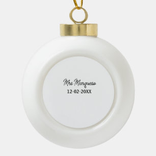 einfaches minimales Monogramm Frau Herr Name Datum Keramik Kugel-Ornament