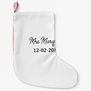 einfaches minimales Monogramm Frau Herr Name Datum Kleiner Weihnachtsstrumpf
