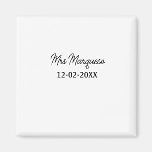 einfaches minimales Monogramm Frau Herr Name Datum Magnet