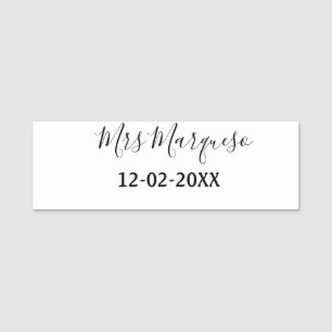 einfaches minimales Monogramm Frau Herr Name Datum Namensschild