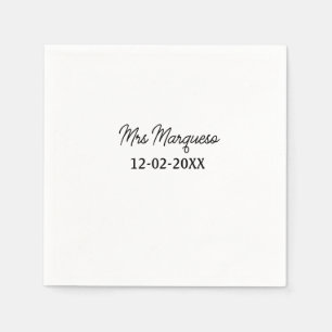 einfaches minimales Monogramm Frau Herr Name Datum Serviette