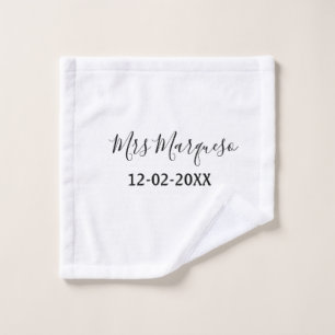 einfaches minimales Monogramm Frau Herr Name Datum Waschlappen
