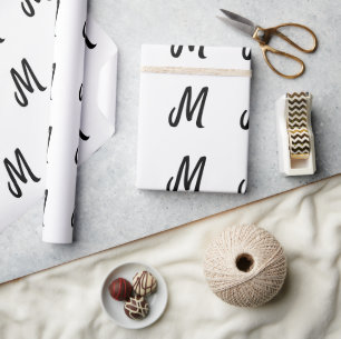 einfaches minimales Monogramm-Logo personalisierte Geschenkpapier