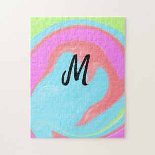 einfaches minimales Monogramm-Logo personalisierte Puzzle