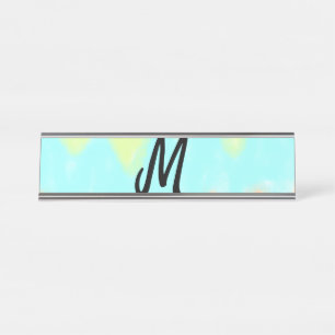 einfaches minimales Monogramm-Logo personalisierte Schreibtischnamensplakette