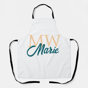 einfaches minimales Monogramm mit Namen in orange Schürze