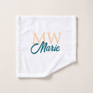 einfaches minimales Monogramm mit Namen orange bla Waschlappen
