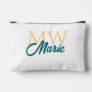 einfaches minimales Monogramm mit Namen Orange Bla Zubehörtasche