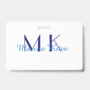 einfaches minimales Monogramm personalisierter Nam Ausweis