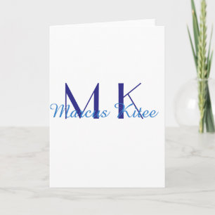 einfaches minimales Monogramm personalisierter Nam Karte