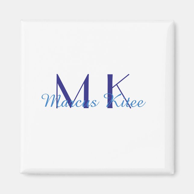 einfaches minimales Monogramm personalisierter Nam Magnet (Vorne)