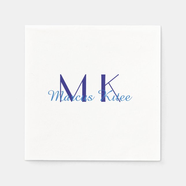 einfaches minimales Monogramm personalisierter Nam Serviette (Vorderseite)