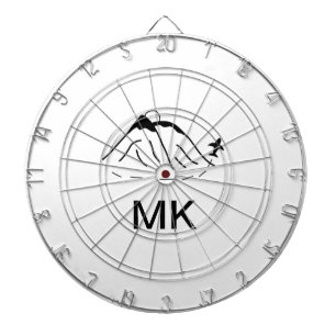 Einfaches minimales Monogramm Text hinzufügen Reis Dartscheibe