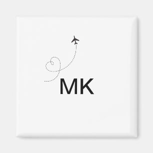 Einfaches minimales Monogramm Text hinzufügen Reis Magnet