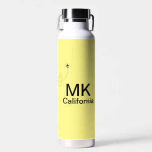 Einfaches minimales Monogramm Text hinzufügen Reis Trinkflasche