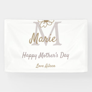 einfaches minimales Muttertags-Monogramm goldgrau Banner