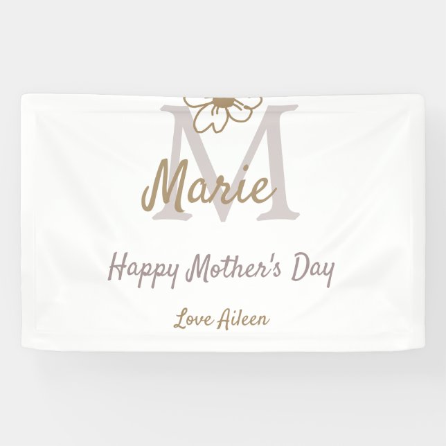einfaches minimales Muttertags-Monogramm goldgrau  Banner (Horizontal)