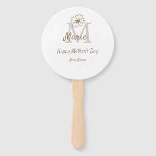 einfaches minimales Muttertags-Monogramm goldgrau  Fächer