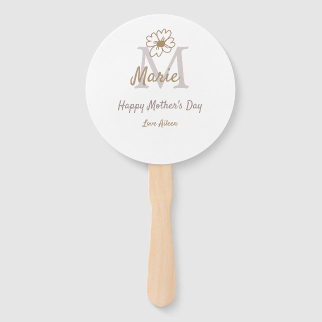 einfaches minimales Muttertags-Monogramm goldgrau  Fächer (Vorderseite)