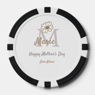 einfaches minimales Muttertags-Monogramm goldgrau  Pokerchips