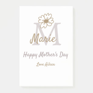 einfaches minimales Muttertags-Monogramm goldgrau Post-it Klebezettel