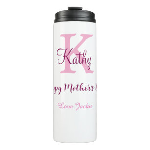 einfaches minimales Muttertags-Monogramm rosa Name Thermosbecher