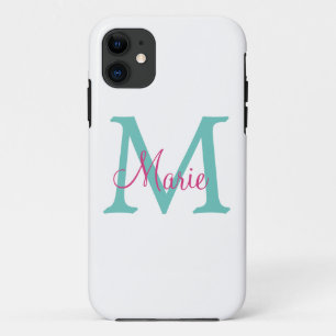 einfaches minimales Namen-Monogramm grün pink blau Case-Mate iPhone Hülle