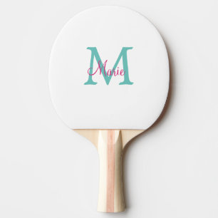einfaches minimales Namen-Monogramm grün pink blau Tischtennis Schläger