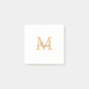 einfaches minimales Namen-Monogramm orange braun t Post-it Klebezettel