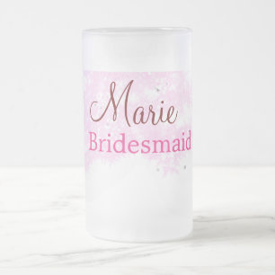 einfaches minimales Namen-Monogramm rosa Brautjung Mattglas Bierglas