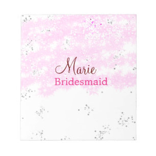 einfaches minimales Namen-Monogramm rosa Brautjung Notizblock