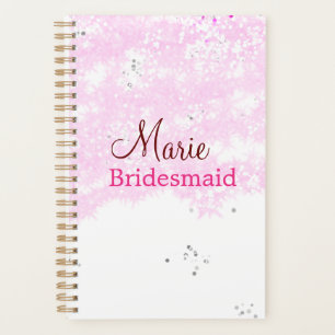 einfaches minimales Namen-Monogramm rosa Brautjung Planer