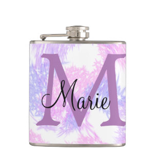 einfaches minimales Namen-Monogramm rosa roter Gli Flachmann