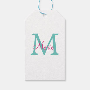 einfaches minimales Namenmonogramm grün pink blau Geschenkanhänger