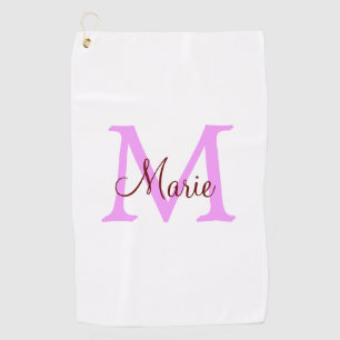 einfaches minimales Namenmonogramm rosa rot Golfhandtuch
