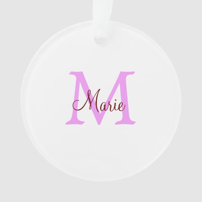 einfaches minimales Namenmonogramm rosa rot  Ornament (Vorderseite)
