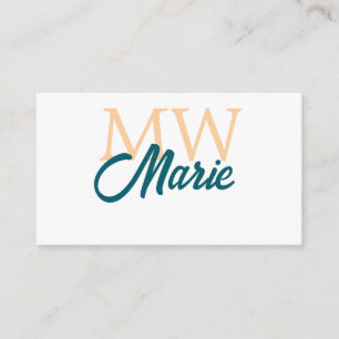 einfaches minimales Namensmonogramm orange blau fe Begleitkarte