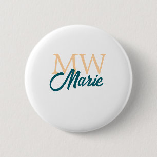 einfaches minimales Namensmonogramm orange blau fe Button