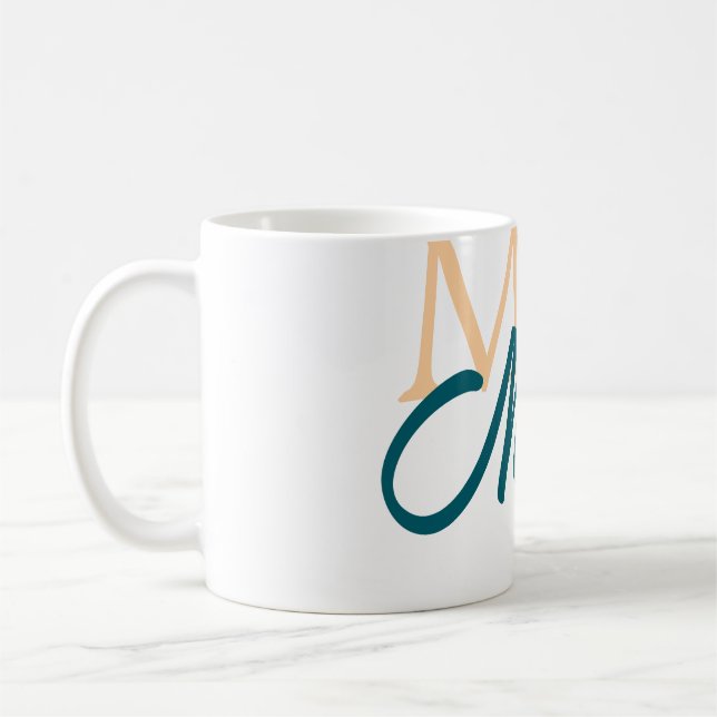 einfaches minimales Namensmonogramm orange blau fe Kaffeetasse (Links)