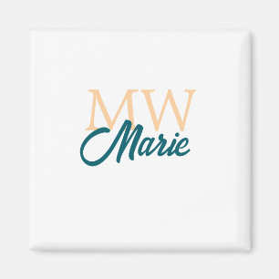 einfaches minimales Namensmonogramm orange blau fe Magnet