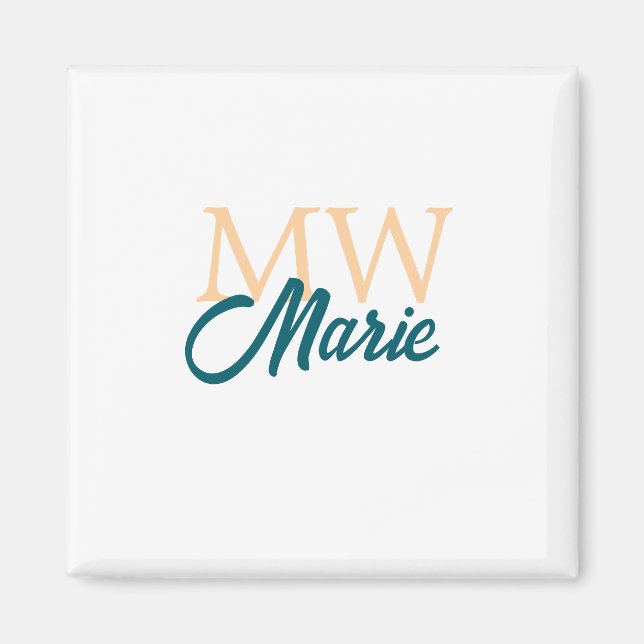 einfaches minimales Namensmonogramm orange blau fe Magnet (Vorne)