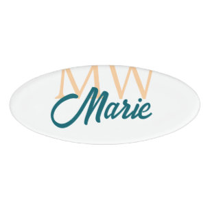 einfaches minimales Namensmonogramm orange blau fe Namenschild