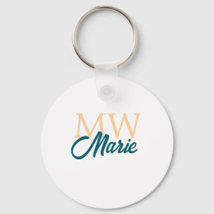 einfaches minimales Namensmonogramm orange blau fe Schlüsselanhänger