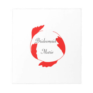 einfaches minimales rotes florales Blatt Brautjung Notizblock