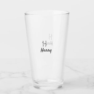 Einfaches minimales schwarzes Monogramm Buchstabe Glas