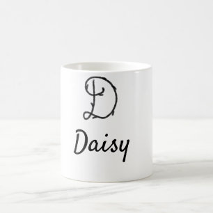 Einfaches, minimales schwarzes Monogramm Buchstabe Kaffeetasse
