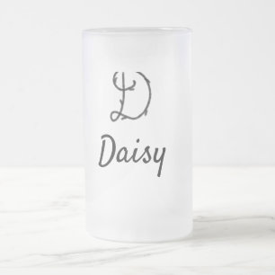 Einfaches minimales schwarzes Monogramm Buchstabe Mattglas Bierglas