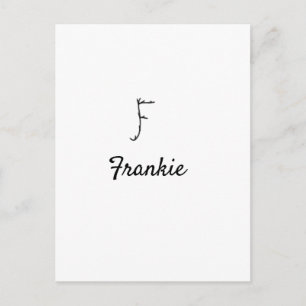 Einfaches minimales schwarzes Monogramm Buchstabe Postkarte