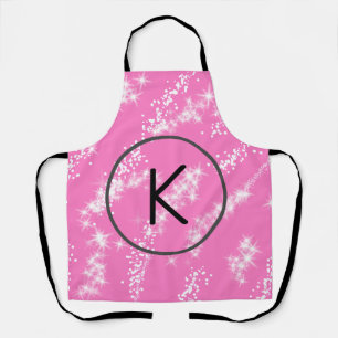 einfaches minimales weißes Monogramm rosa Glitter- Schürze