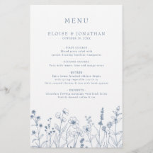 Einfaches minimalist blaues Wildblumen-Hochzeitsme